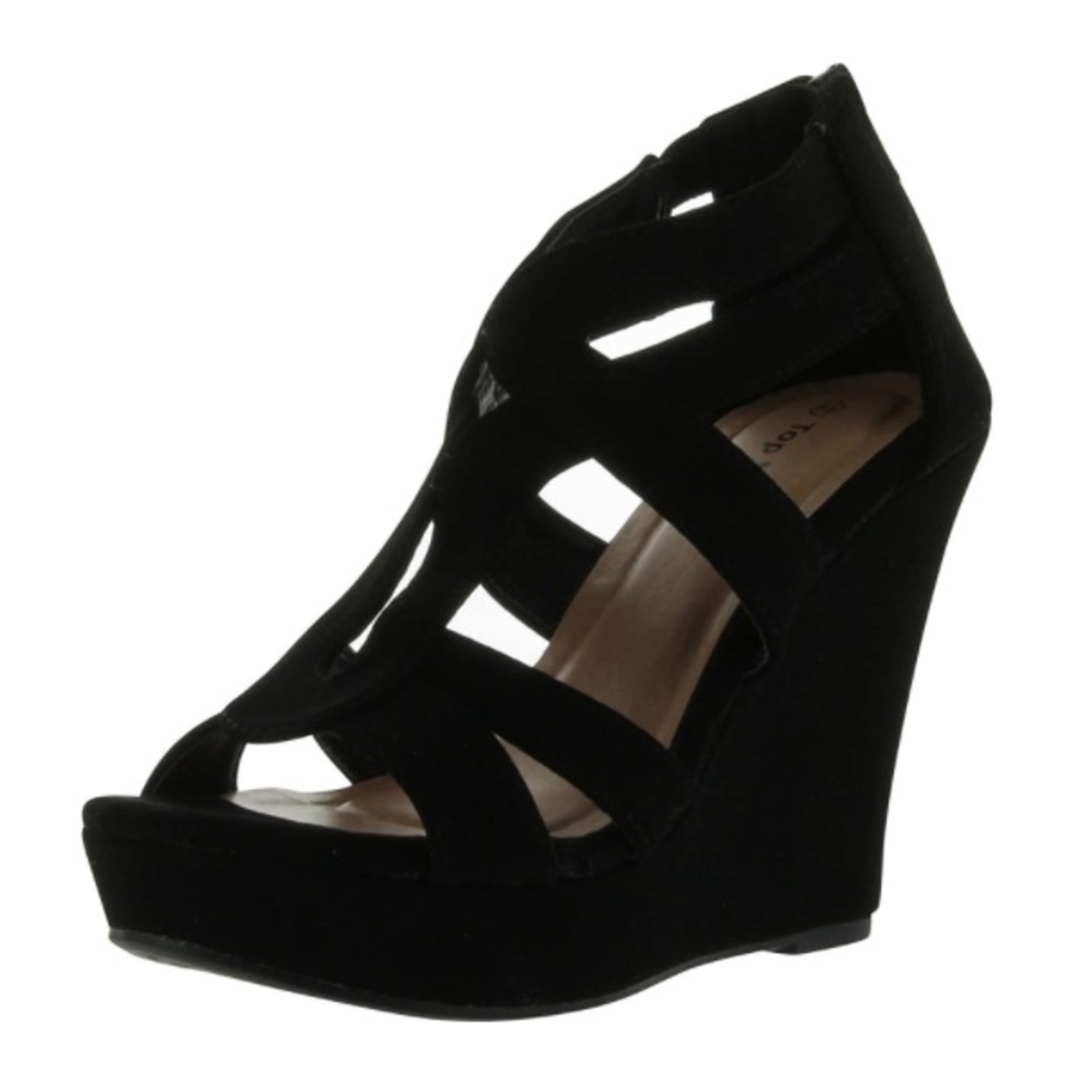 Black Top Moda Wedges